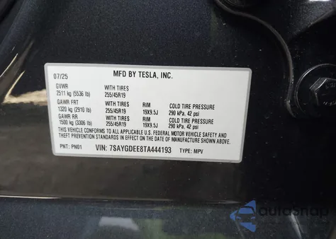 2026 Tesla Model Y Long Range Dual Motor All-Wheel Drive/Long Range Launch Series from USA, damaged, VIN 7SAYGDEE8TA444193